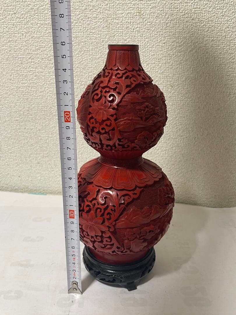 中国美術　堆朱　ひょうたん花瓶