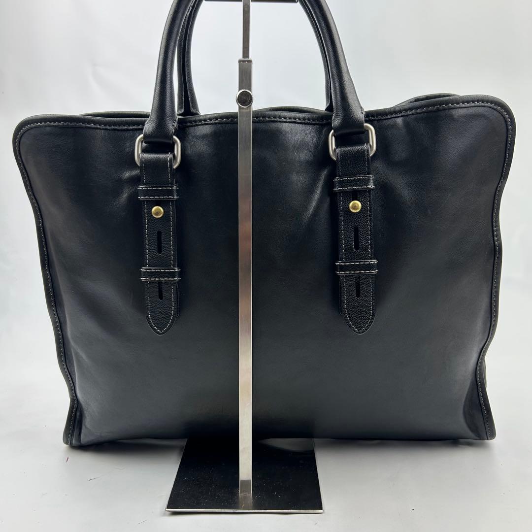 【美品】ポールスミス　ビジネスバッグ　オールレザー　2way 3層　ロゴ金具　黒