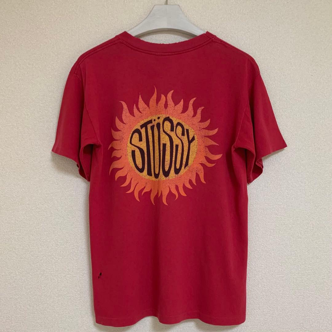 80s 前期 STUSSY USA製 黒タグ 太陽 ロゴ エンブレム Tシャツ