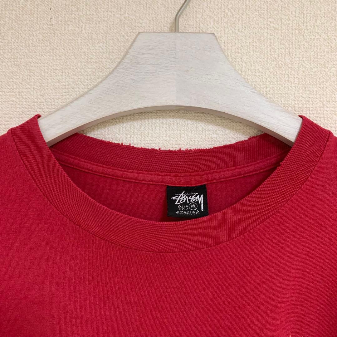 80s 前期 STUSSY USA製 黒タグ 太陽 ロゴ エンブレム Tシャツ