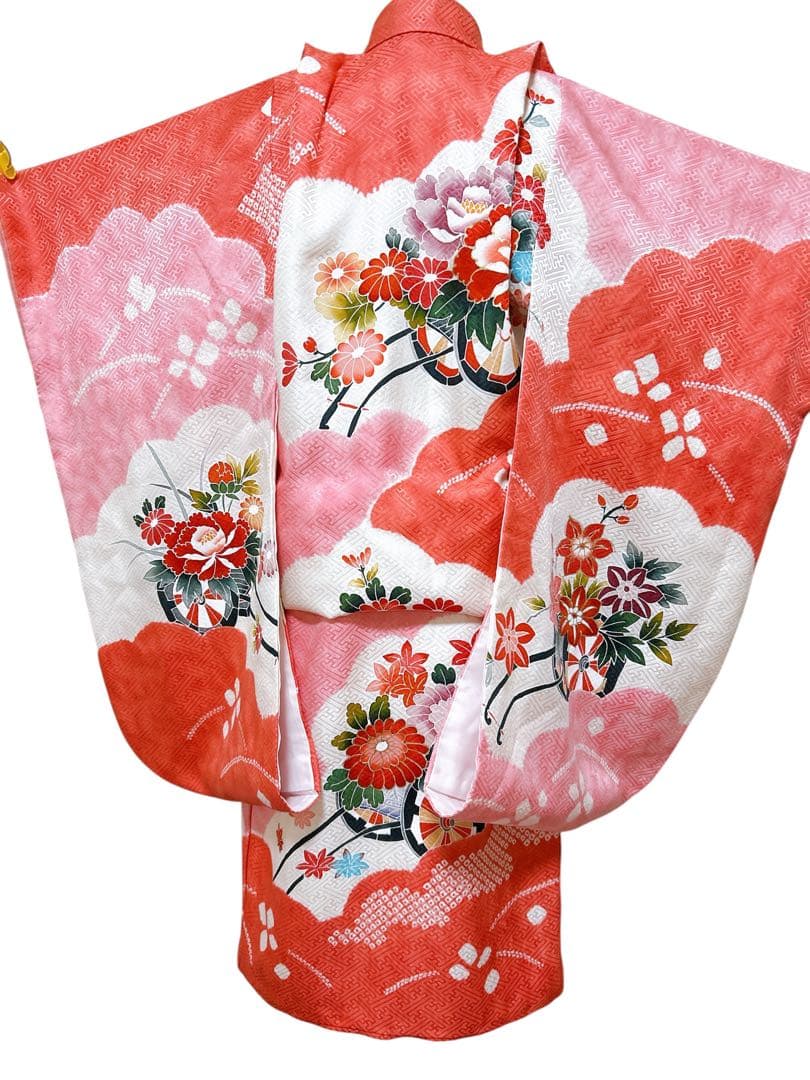 ピンク総絞り被布♡七五三　3歳　女の子　フルセット　一式　ピンク系　正絹