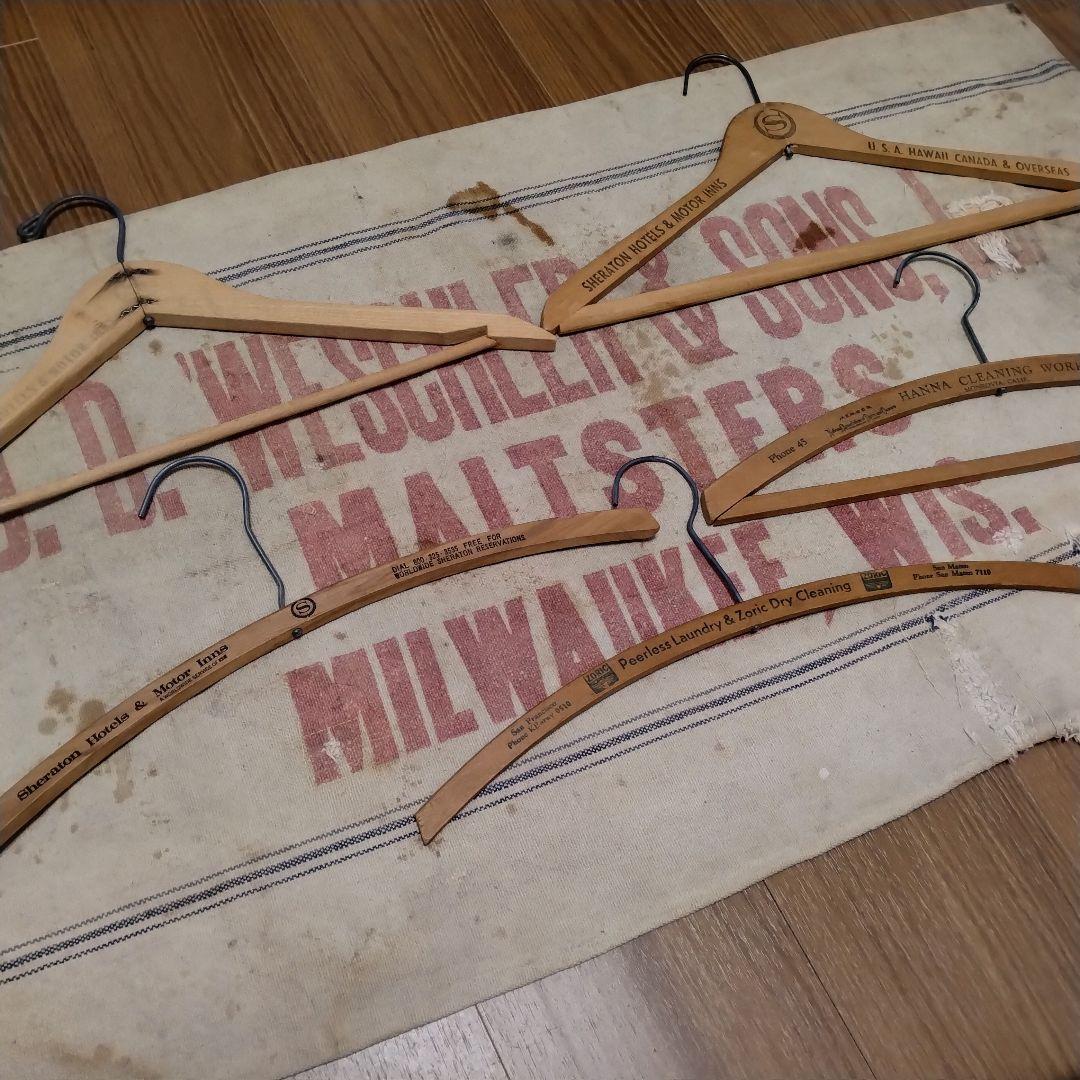 50s vintage wood hanger made in usa　5本