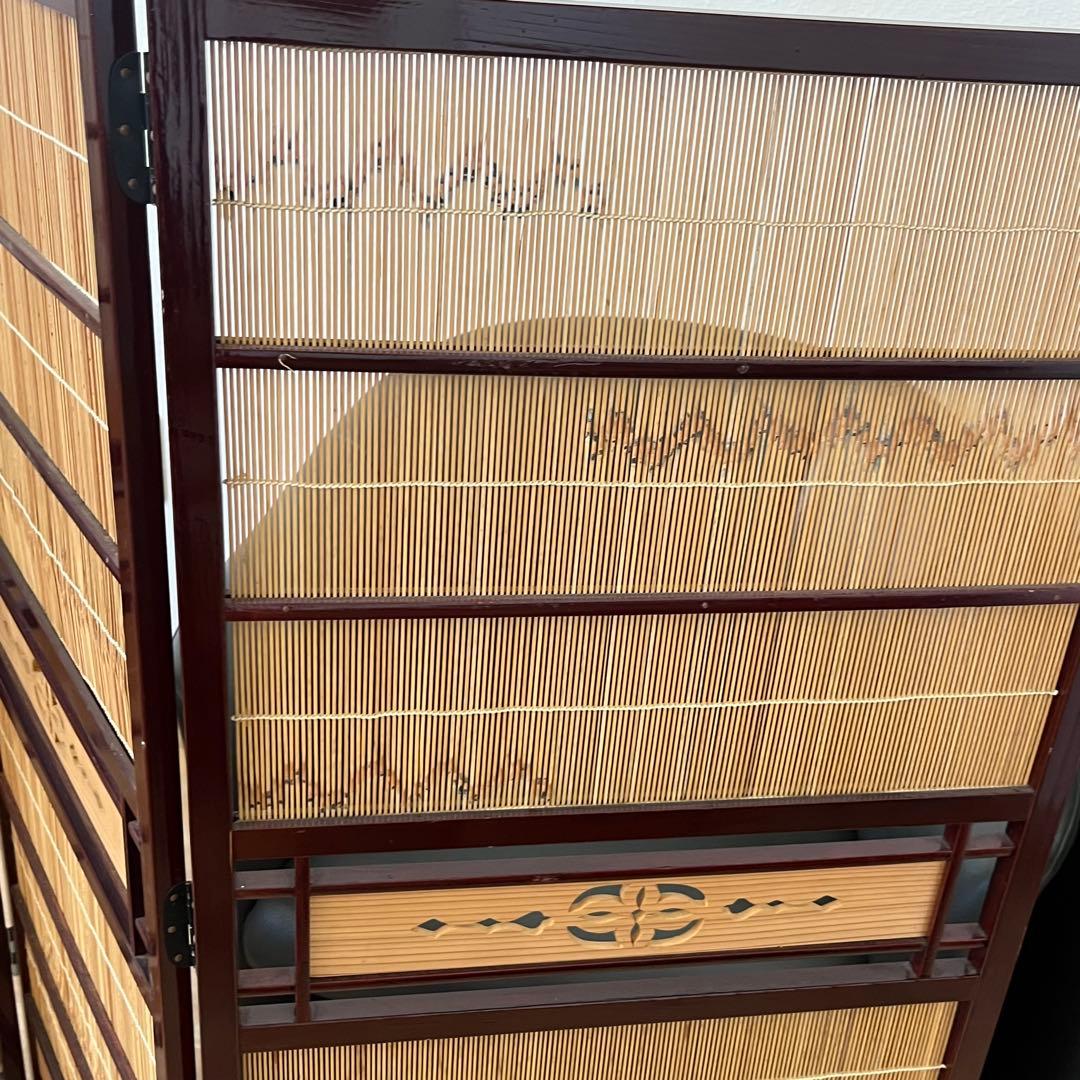 透かし彫り　簾屏風　衝立　パーテーション　間仕切り　昭和レトロ　古民家