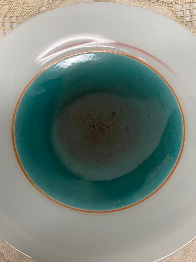 有田焼泰明窯　前田泰昭　高台皿　湖畔(未使用、実家保管品)