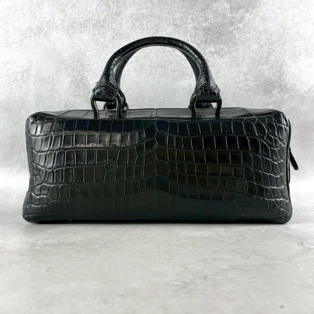 みずはらきこ様　ハンドバッグ　クロコ　型押し　トートバッグ　ブラック　レザー