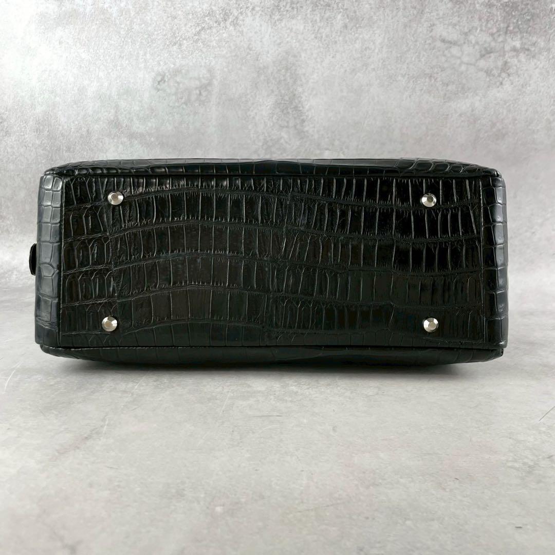 みずはらきこ様　ハンドバッグ　クロコ　型押し　トートバッグ　ブラック　レザー