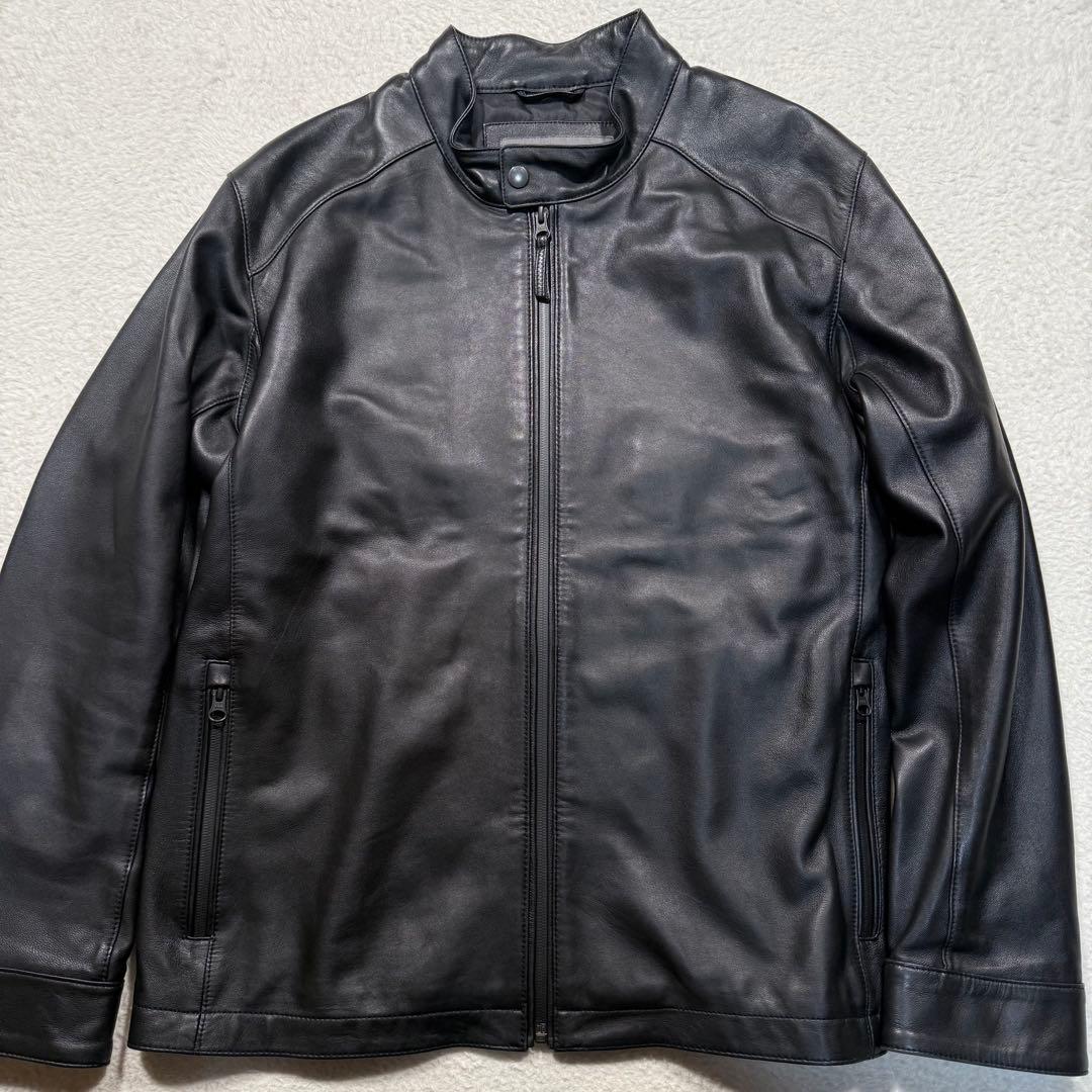 美品 XL相当 近年モデル エディバウアー レザー ライダースジャケット 羊革
