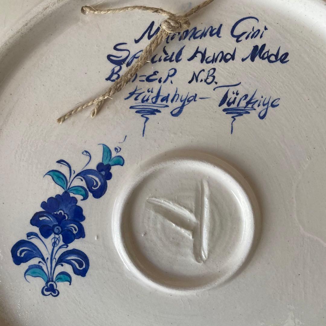 1 直径41cm トルコ　キュタヒア　キュタフア　絵皿　飾皿　壁掛　輪花　化粧箱