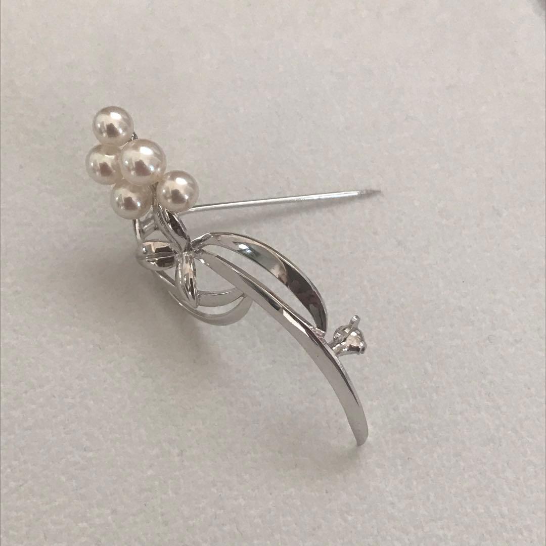 本日限り！特価！【ケース付☆】ミキモト　アコヤ　フラワー　ブローチ　SV