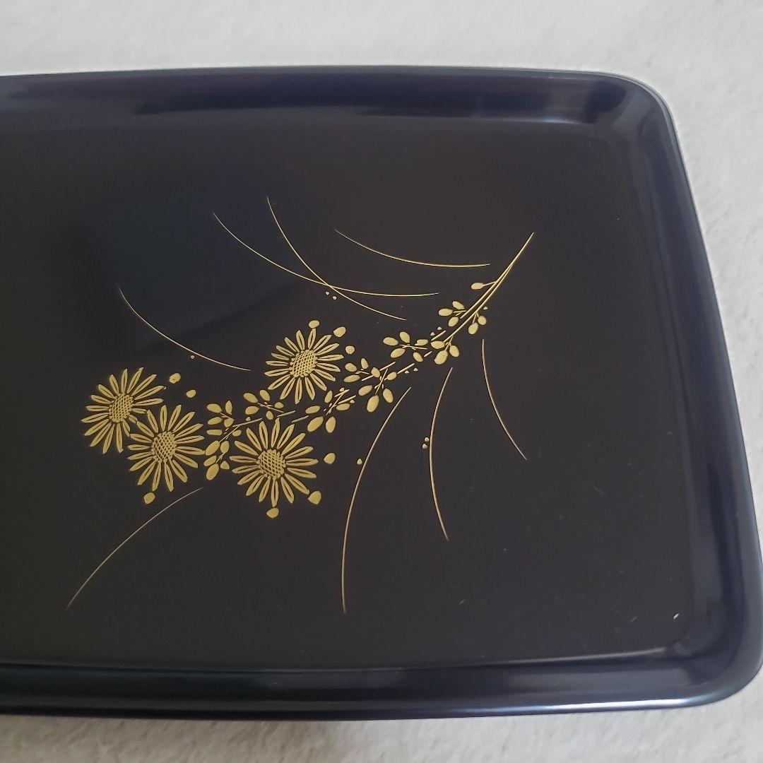 輪島塗 皿 黒 金色花柄 専用箱付き