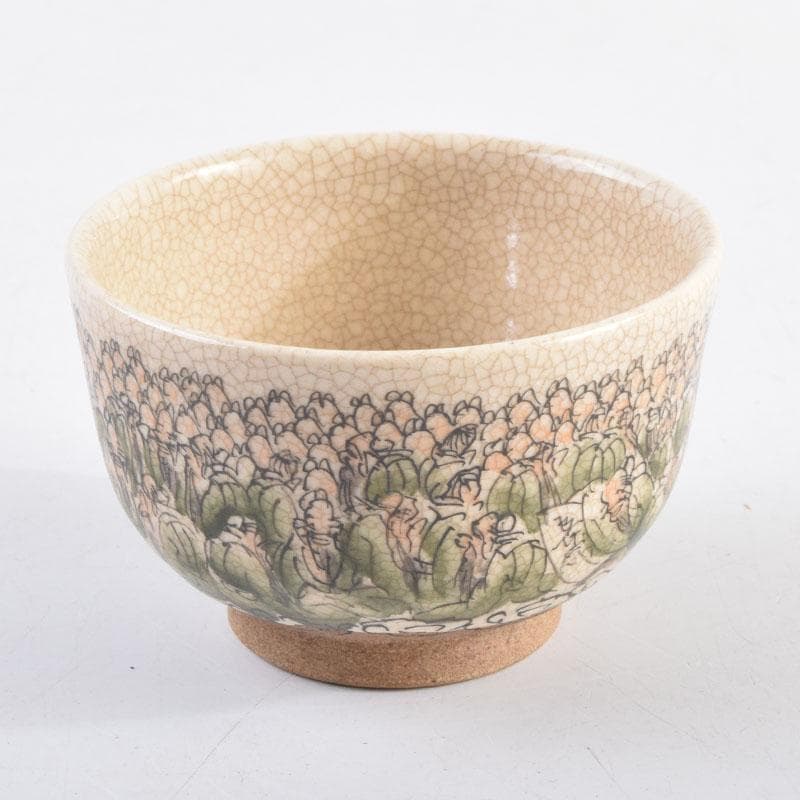 瀬戸焼　加藤晃(号晃山)作　色絵　寿千老人文　ぐい呑　盃　共箱　V　8953