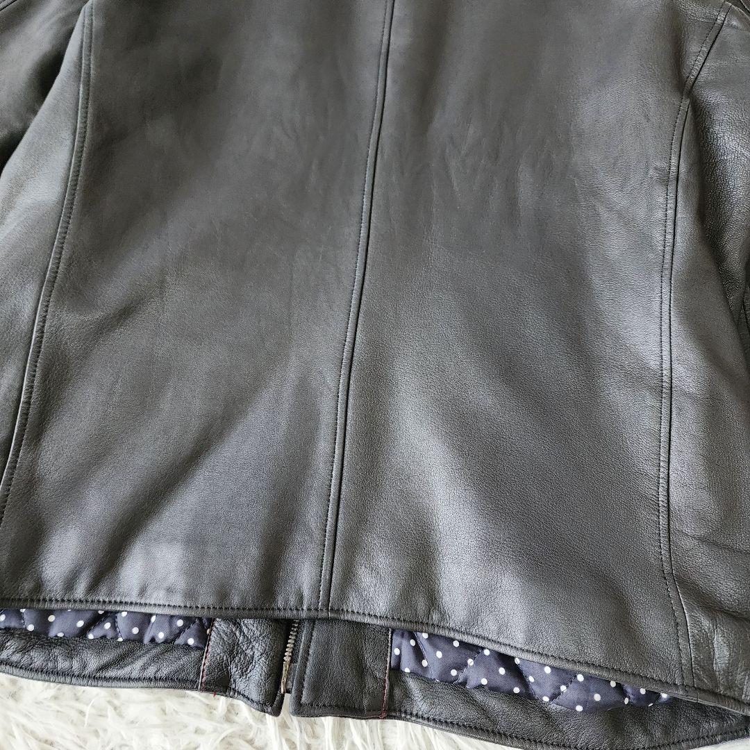 【L相当】ビームス シングル ライダース ラムレザー ジャケット ブラック系