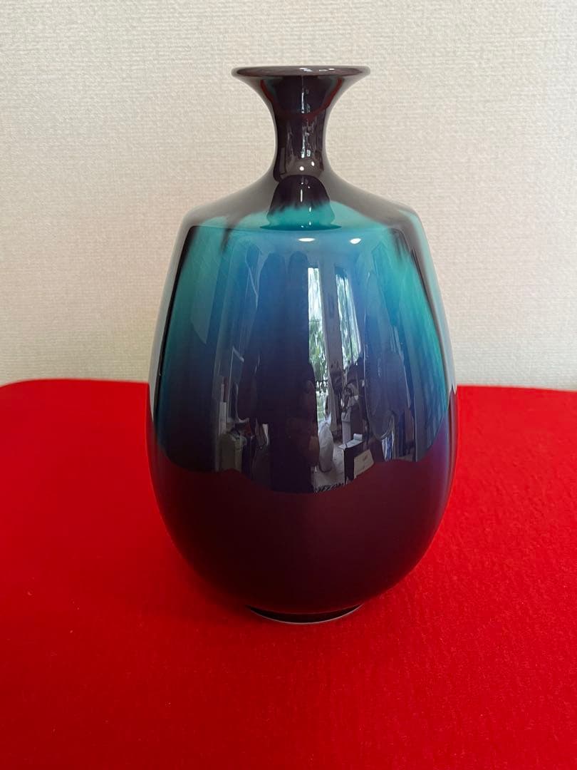 人間国宝 三代 徳田八十吉 彩釉 壺 管理T274 共箱 共布 付