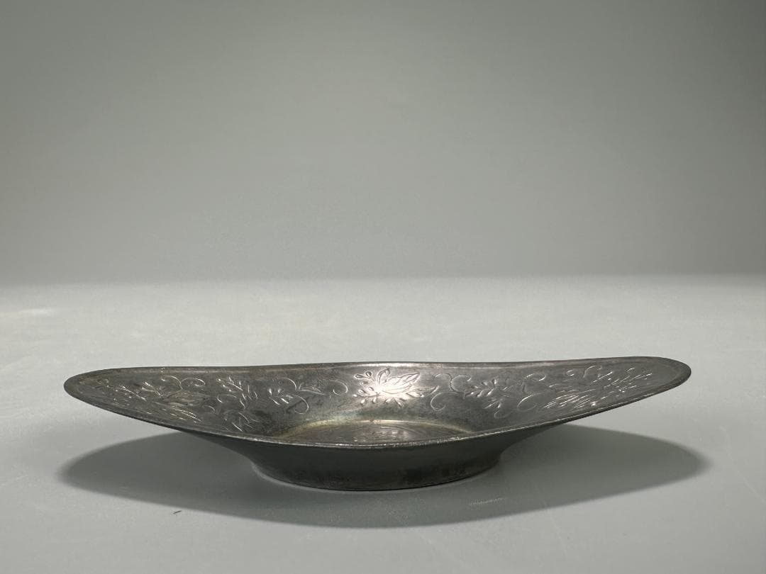 25.10.8-1 煎茶道具　錫製　鳳凰文茶托　五客