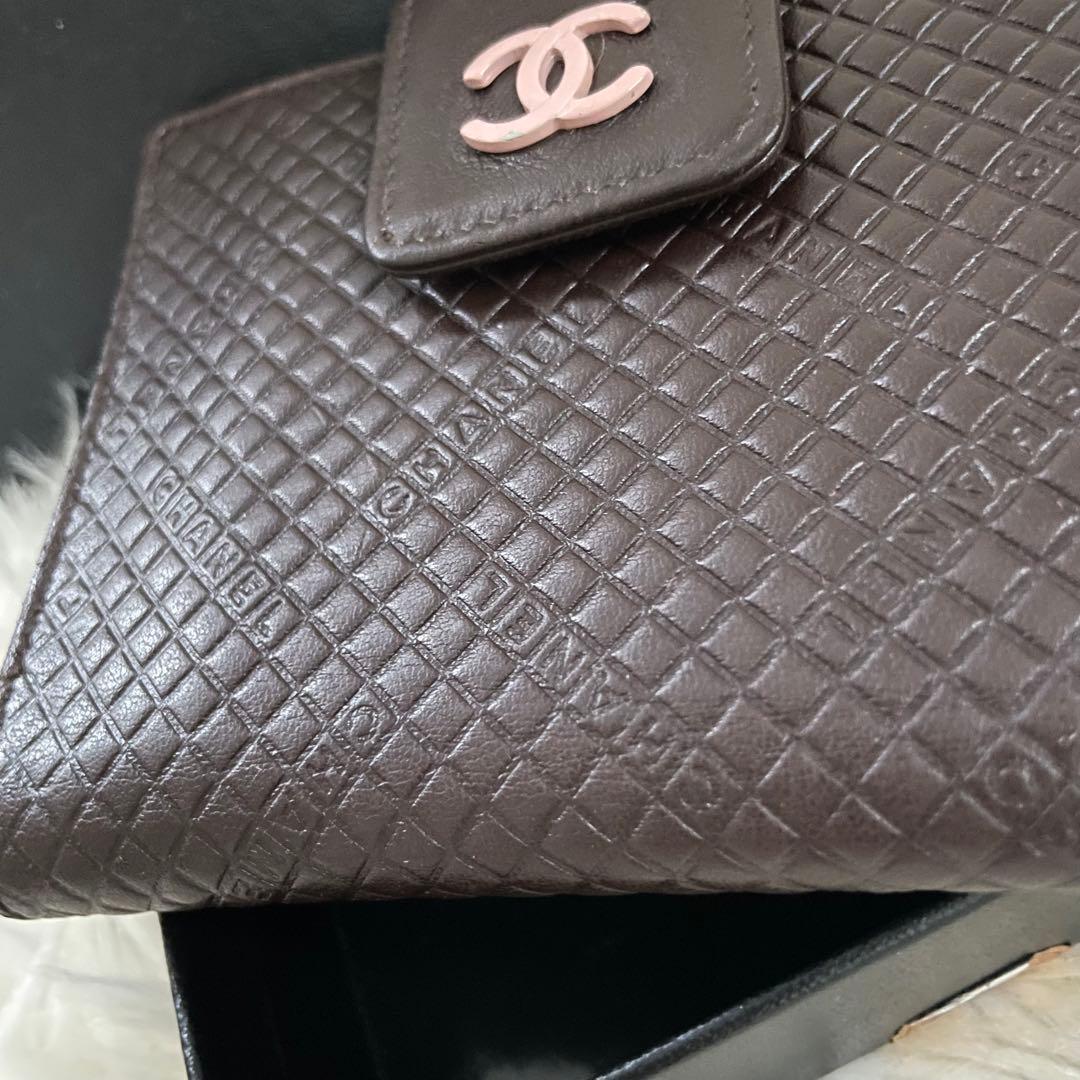 CHANEL シャネル マイクロチョコバー 二つ折り 財布 茶 ピンク 正規品