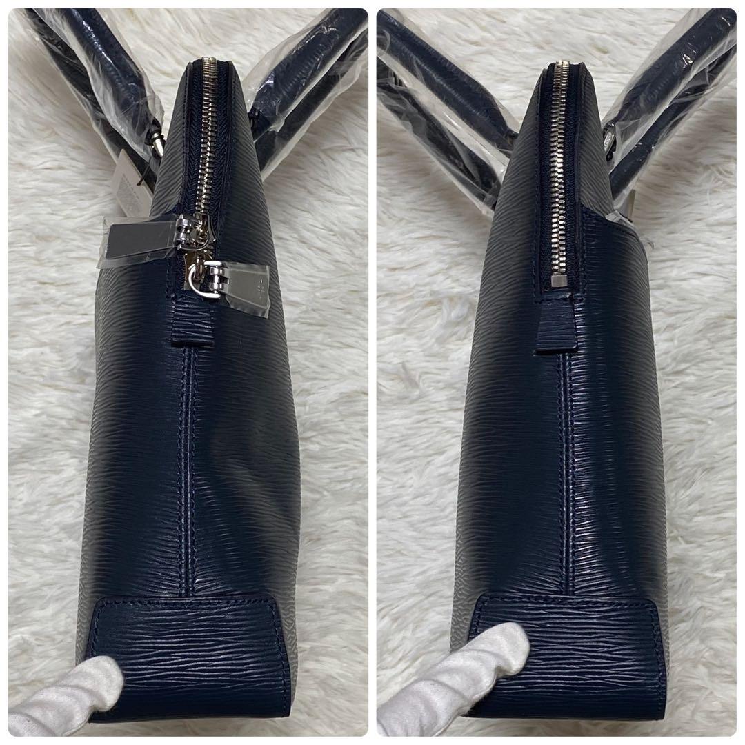 新品タグ付✨アニアリ　トートバッグブリーフケース紺レザー自立式ドーム型A4収納⭕️