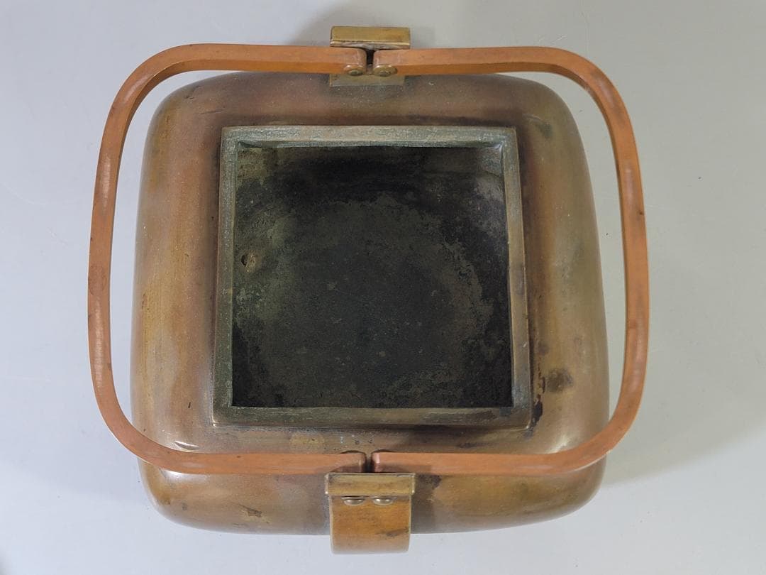 古銅 龍透かし火屋 手炙 香炉 時代物 DT624