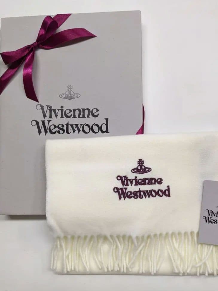リボン付新品BOXタグ付 ヴィヴィアンウエストウッド ホワイト マフラー