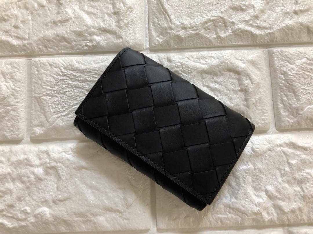 【現行新品】ボッテガヴェネタ　キーケース　イントレチャート　ブラック　キーリング