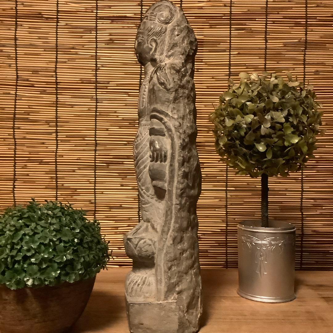 中国魏國「大魏・菩薩立像」南北朝時代・北斎・北魏様式・黒曜石・年号刻字彫