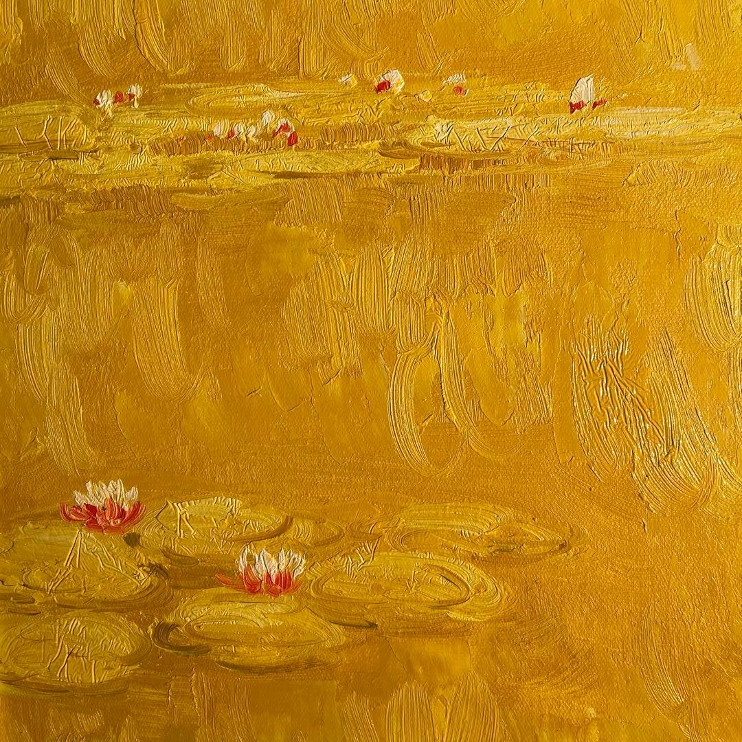 ★秀作★手描き油絵 クロード・モネ 睡蓮 額付 肉筆絵画 インテリア 油彩画