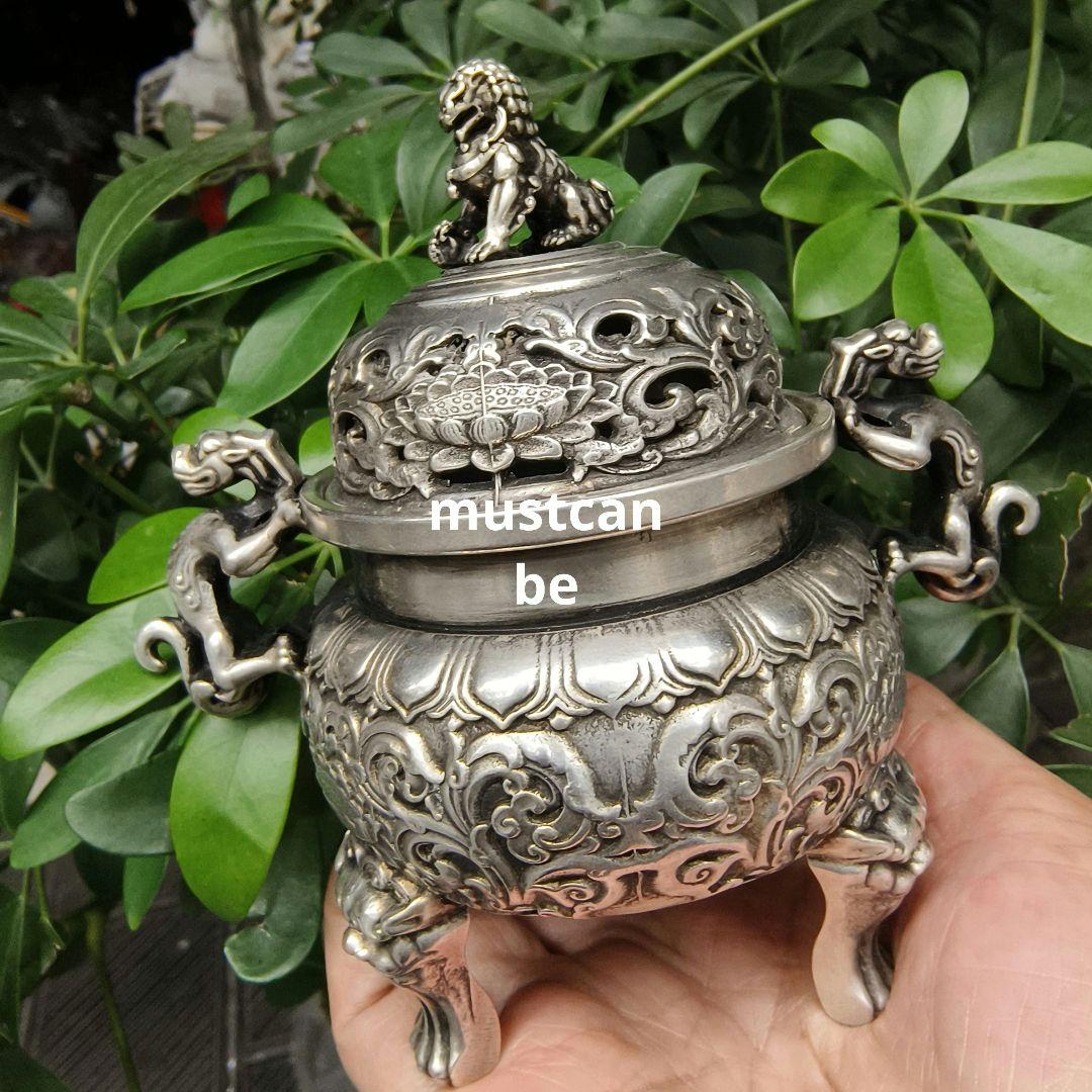 銅器 香炉 三足薫炉 獅蓋双獣耳香炉 仏堂を供えます炉 香道具 工芸品 置物