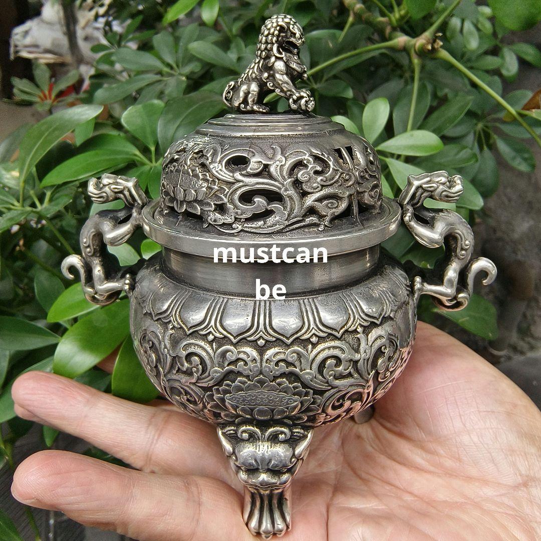 銅器 香炉 三足薫炉 獅蓋双獣耳香炉 仏堂を供えます炉 香道具 工芸品 置物