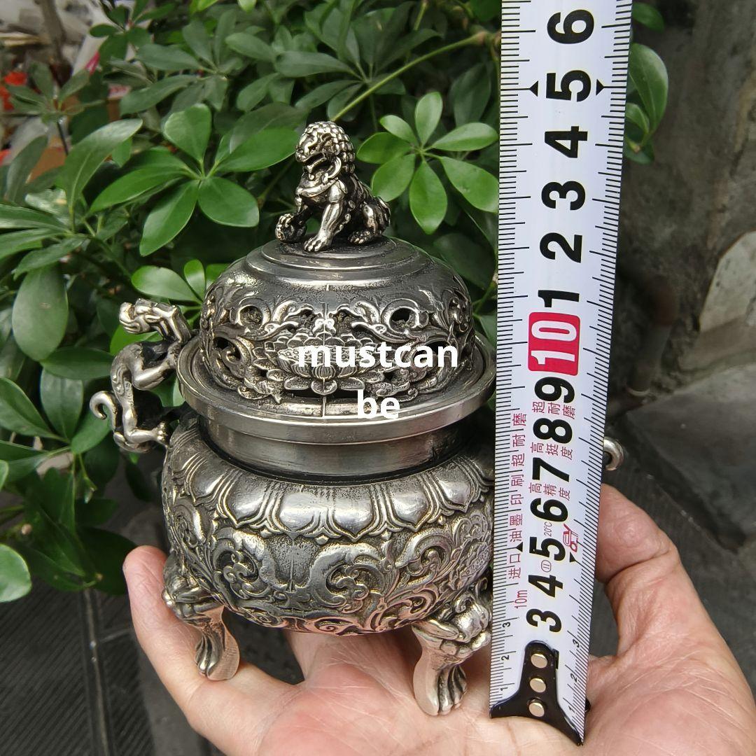 銅器 香炉 三足薫炉 獅蓋双獣耳香炉 仏堂を供えます炉 香道具 工芸品 置物