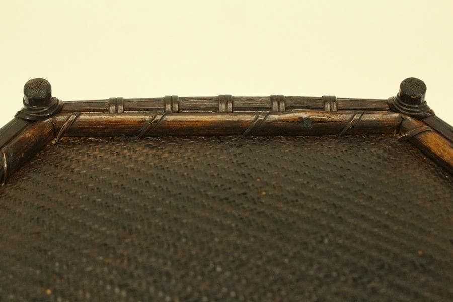 茶道具 竹編 時代 炭斗 美品(A820)