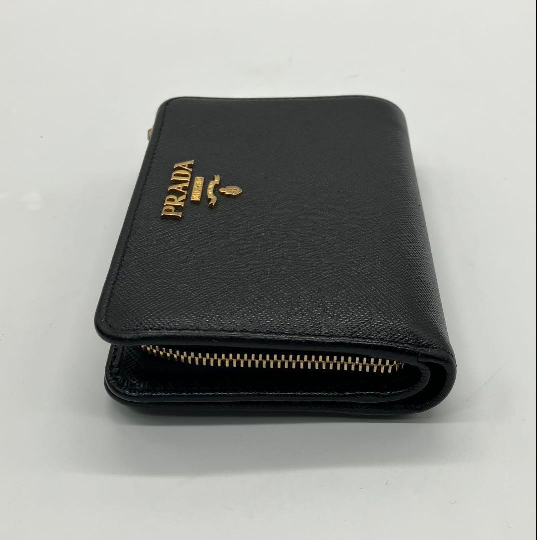 ⭐️ 美品 プラダ サフィアーノ メタル 二つ折り財布 ブラック 鑑定済
