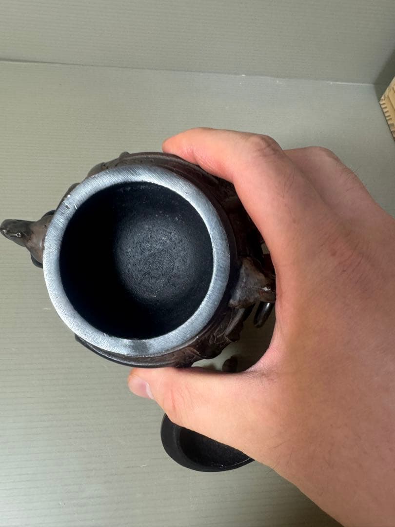 2566 銅製　大明宣徳銘　獅子香炉