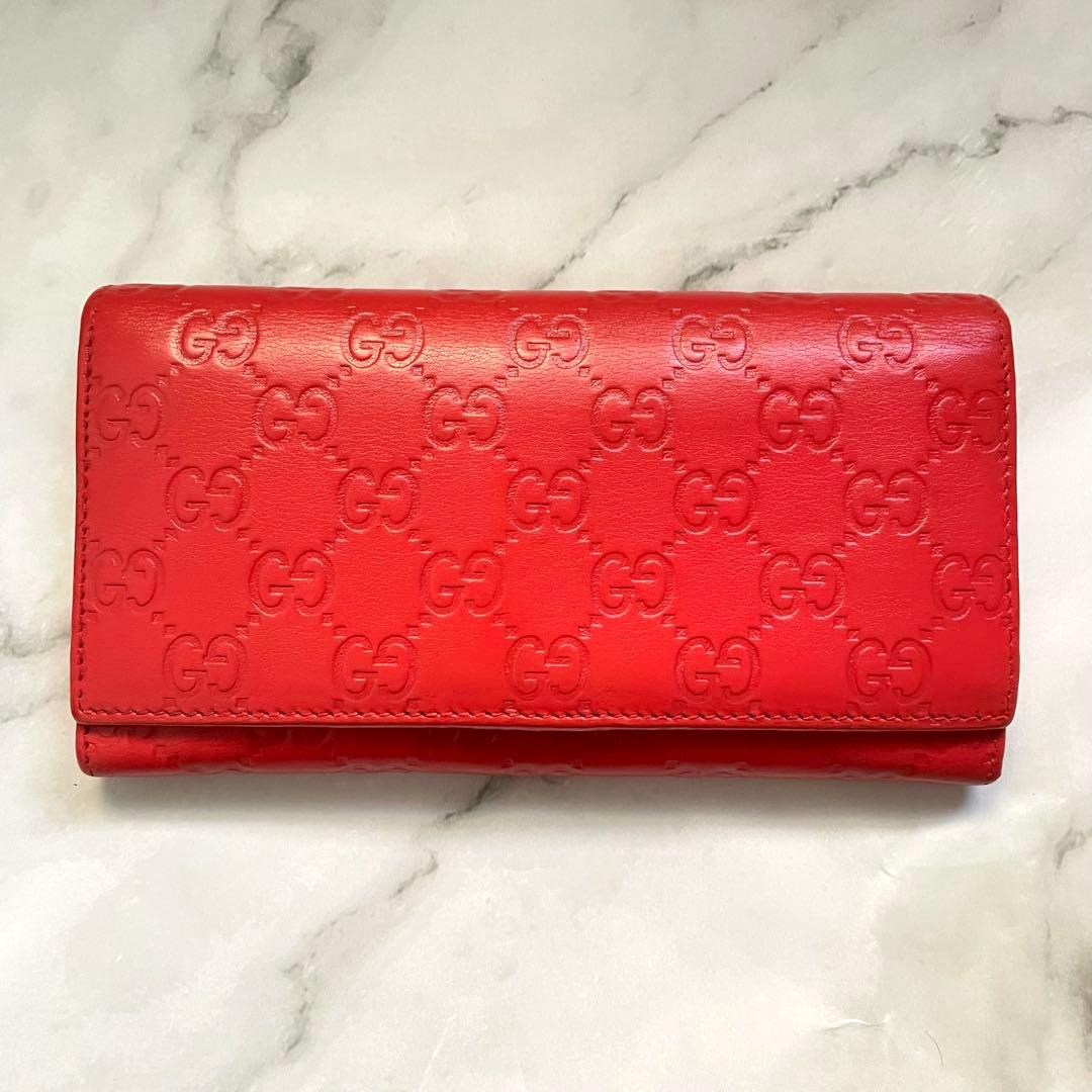 GUCCI グッチ フラップ 長財布　シマレザー　2つ折り財布　0112-③