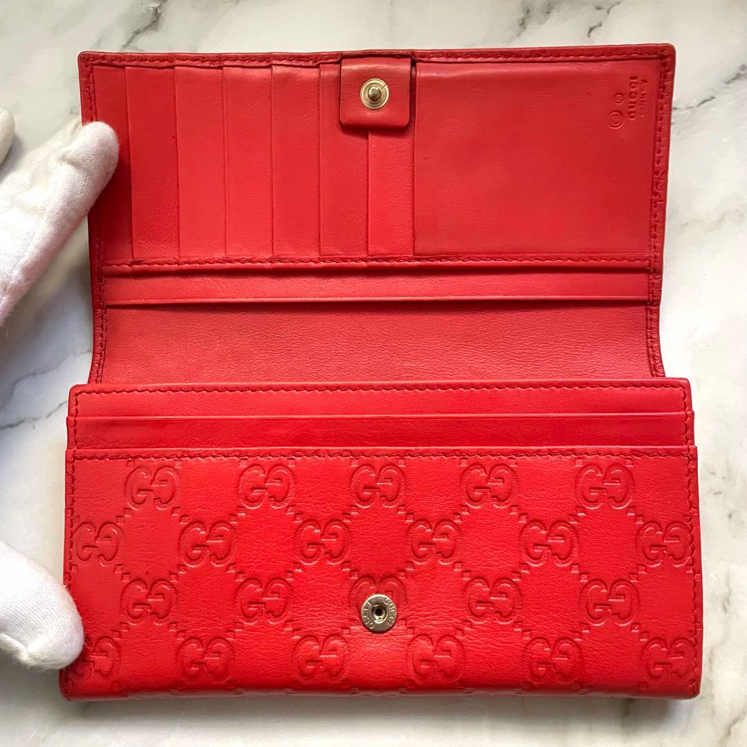 GUCCI グッチ フラップ 長財布　シマレザー　2つ折り財布　0112-③