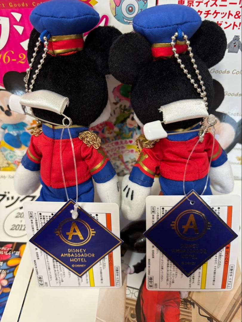 超希少新品　アンバサダーホテル　ミッキーマウス　ミニーマウス　ぬいぐるみバッジ