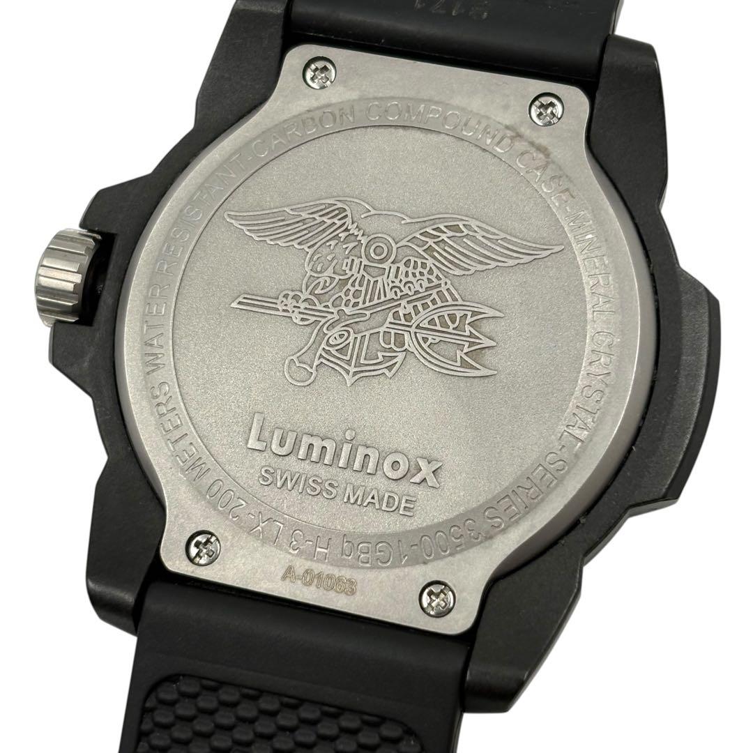 【美品】 ルミノックス 3500 腕時計 ブラック ブルー文字盤 デイト 稼働