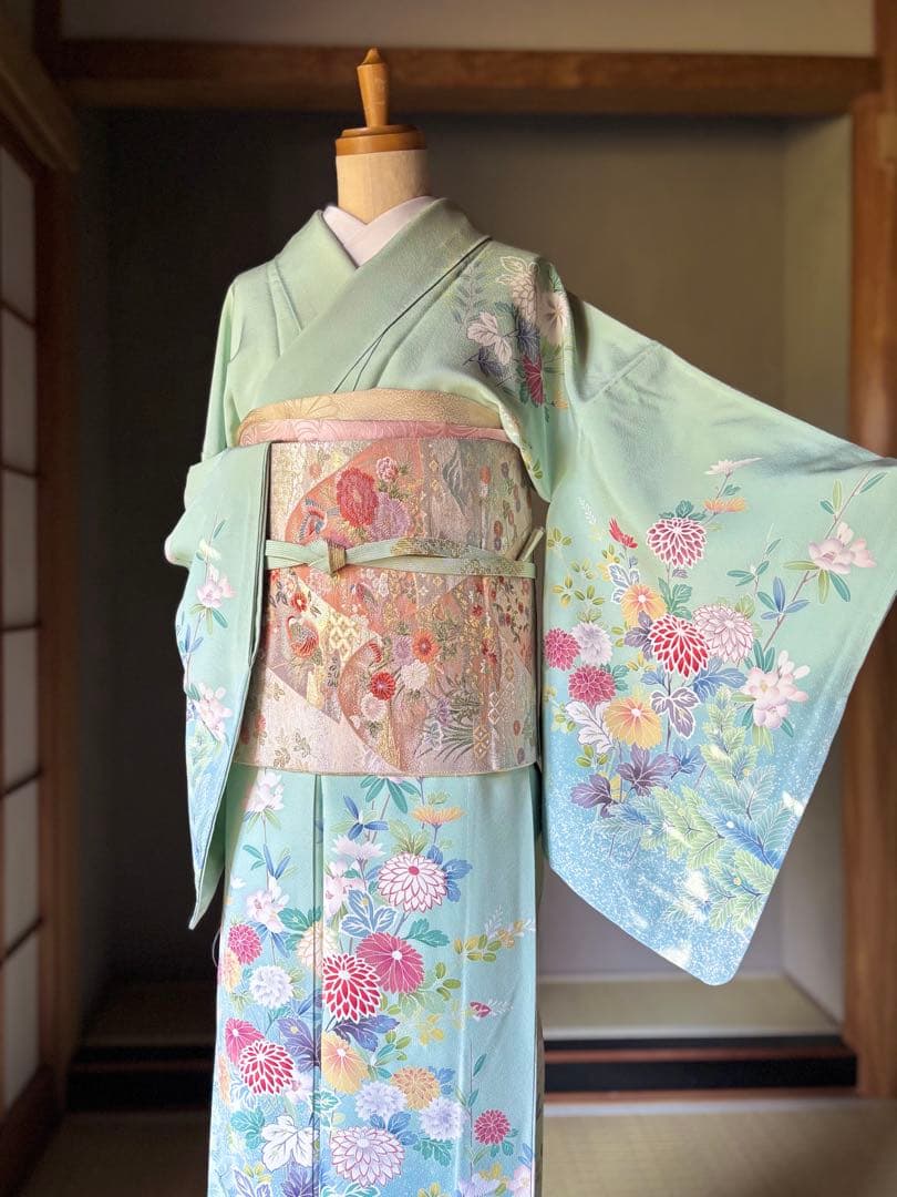正絹訪問着4点フルセット◎全品未使用！こだわりコーディネート品格シリーズa12