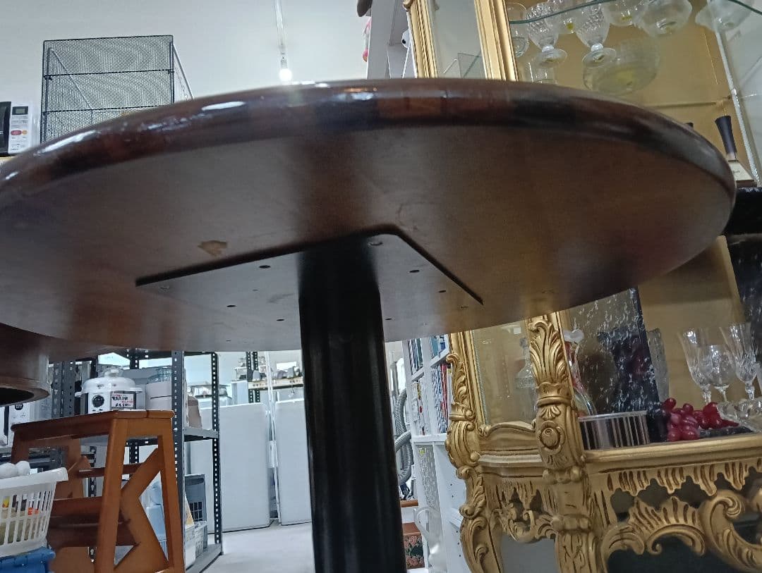 y　円形木製テーブル 光沢仕上げ 74cm　※テーブルのみ