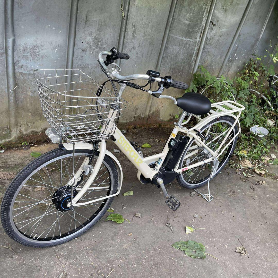 クリーム色 電動アシスト自転車 26インチ