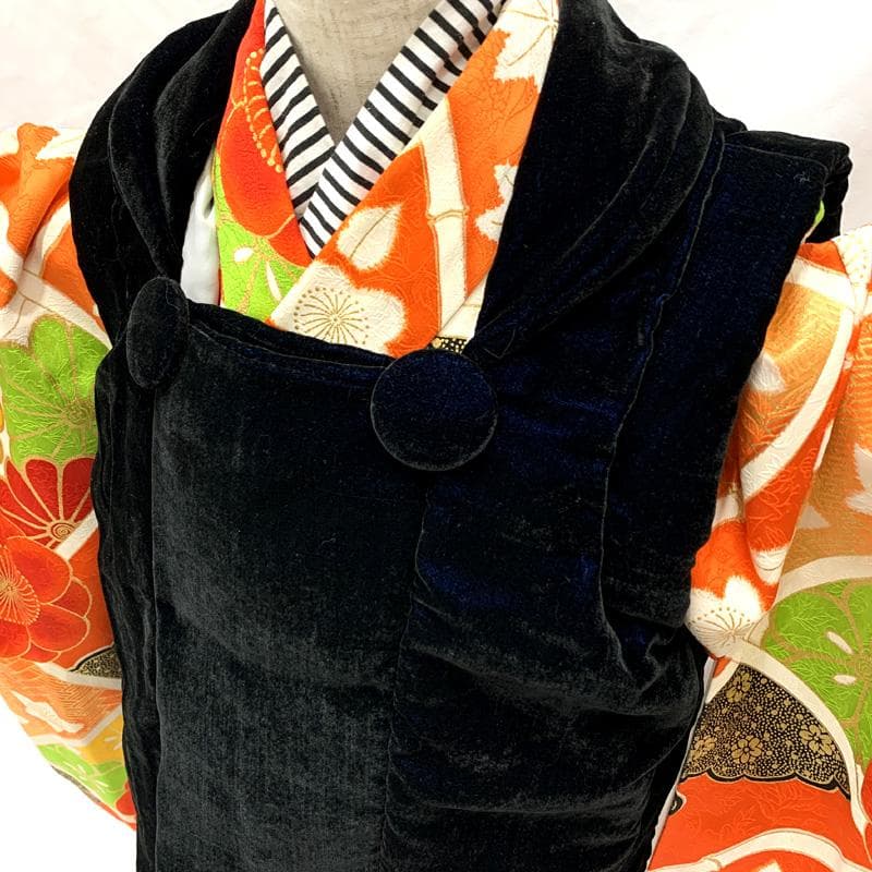 503ag11着物のみ□七五三 三歳 女児 着物&被布 金彩 梅 菊 □美品