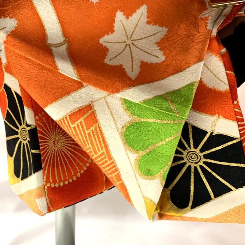 503ag11着物のみ□七五三 三歳 女児 着物&被布 金彩 梅 菊 □美品