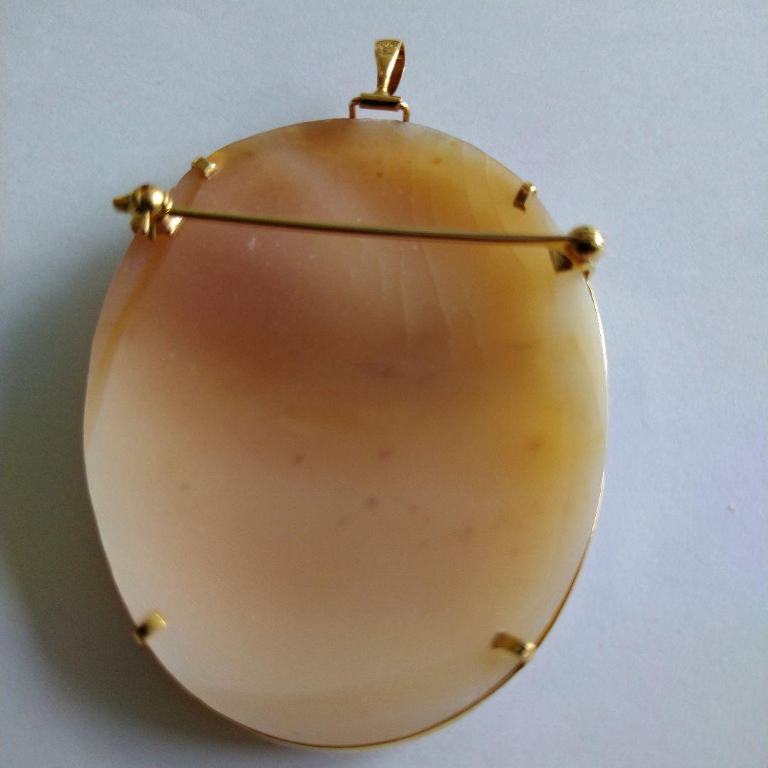 tai125✤シェルカメオブローチ✤K18✤2way✤デビュー前の美少女✤