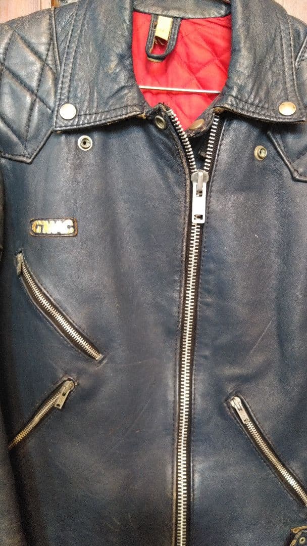 貴重ヴィンテージ ７０'s英国製　G-MAC　ブルーレザーライダース　ロンジャン