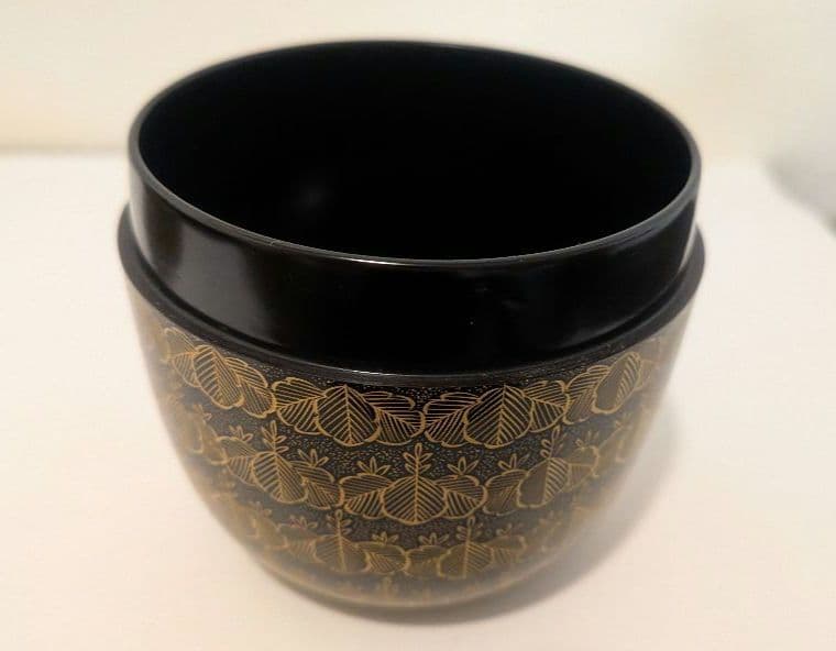 『沈金桐』前志芸男　輪島塗　沈金　桐 中棗　茶道具　茶器　的々斉　永田宗伴書付