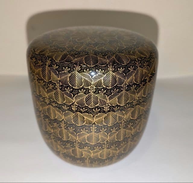 『沈金桐』前志芸男　輪島塗　沈金　桐 中棗　茶道具　茶器　的々斉　永田宗伴書付