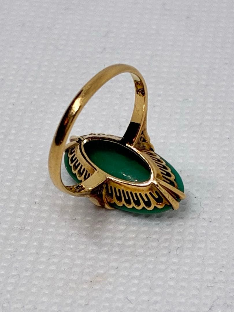 18金　グリーンストーン オーバルリング