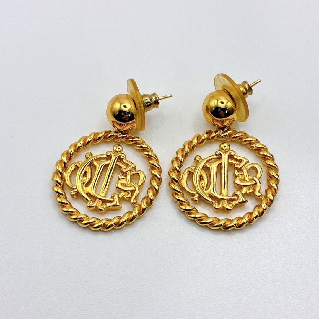 美品✨Christian Dior ピアス エンブレム 旧ロゴ ゴールド