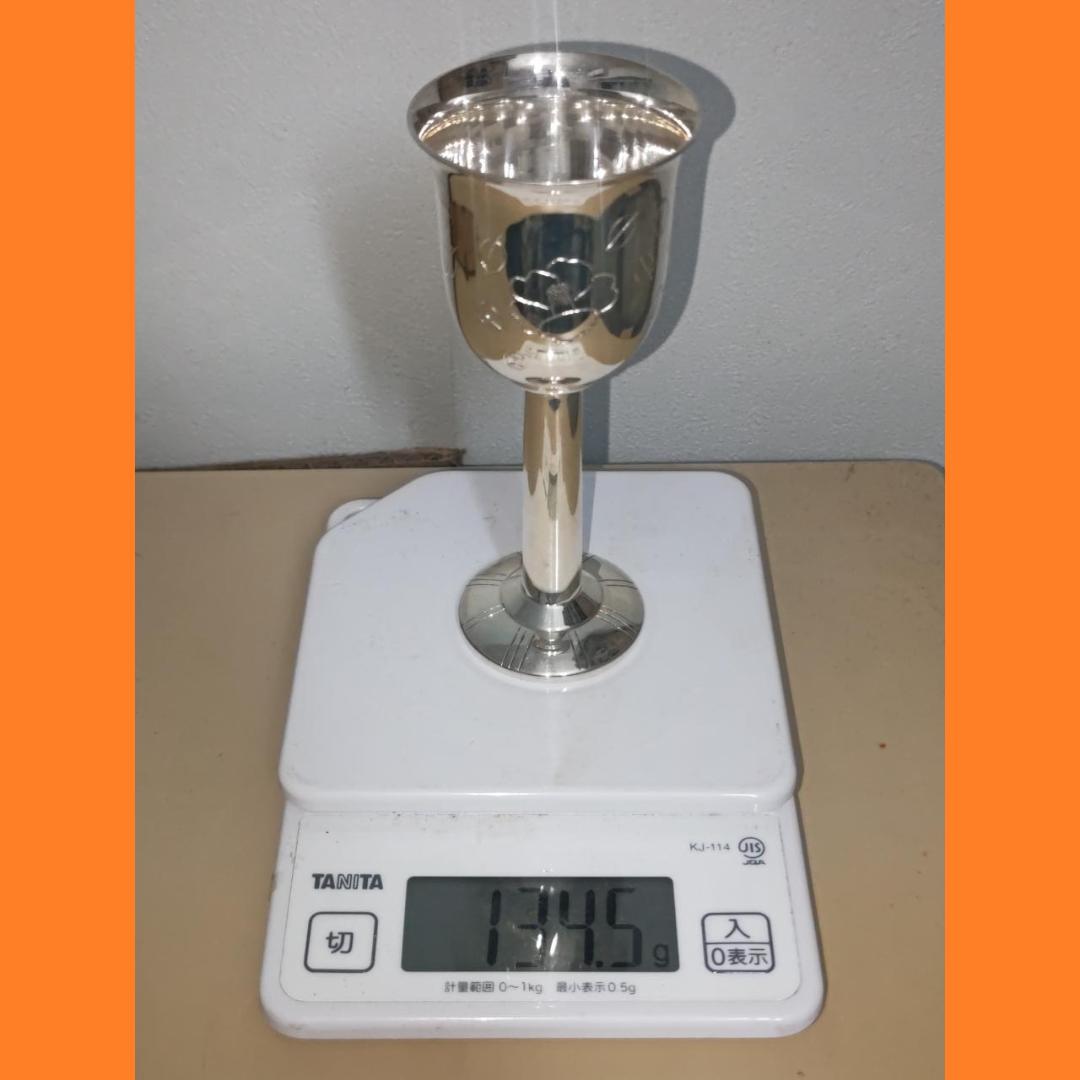 銀製 SILVER 鴨政雄 彫金 銀杯 シルバーワイングラス