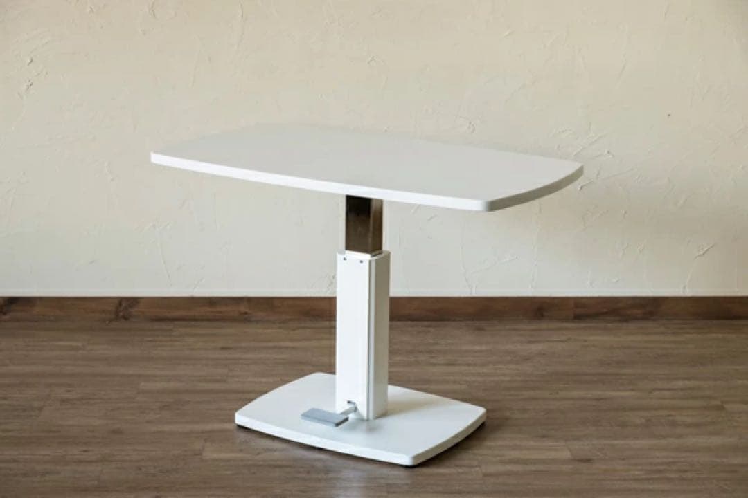 東京都　【デザイン × 機能性】ペダル昇降式 大理石調　ダイニングテーブル