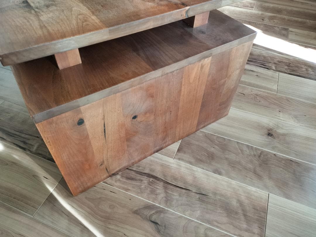 あや　レア 中棚付き ウォールナット 無垢 ローテーブル 板厚20mm