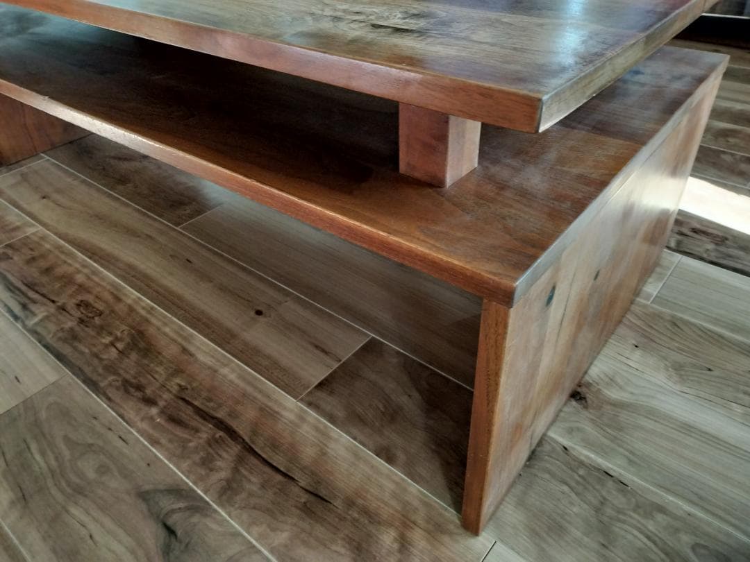 あや　レア 中棚付き ウォールナット 無垢 ローテーブル 板厚20mm